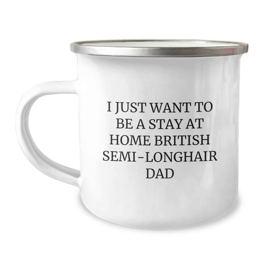 British Semi-Longhair Cat Lover's Funny Camping Mug for Men, Gifts from Dad, Perfect for Valentine's Unique Gifts - Image 1