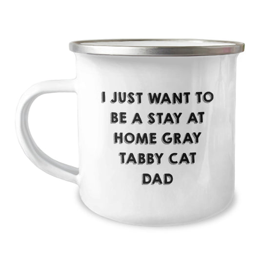 Funny Gray Tabby Cat Gifts for Men - Camping Mug, Stay At Home Dad Humor, Unique Christmas Unique Gifts from Friends, Family, or Coworkers - Image 1