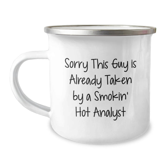 Funny Analyst Gifts for Men, Christmas Unique Gifts from Friends, Funny Smokin' Hot Analyst Quote Camping Mug - Image 1