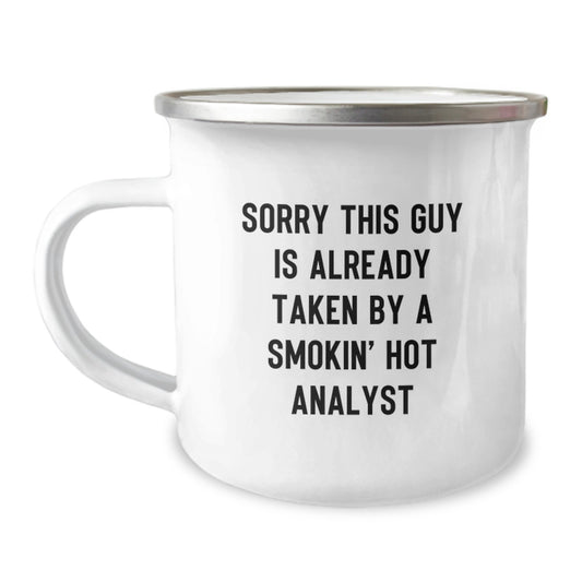 Funny Analyst Gifts for Men, Unique Christmas Unique Gifts from Husband to Wife, Smokin' Hot Analyst Quote on Camping Mug - 12 oz Stainless Steel with Enamel Finish - Image 1