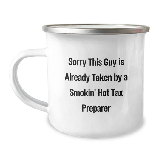 Funny Tax Preparer Gifts from Friends for Men - Smokin' Hot Tax Preparer Quote, Christmas Unique Mugs, Stainless Steel Camping Mugs, 12 oz Capacity, Funny Quotes, Gifts for Tax Preparer - Image 1
