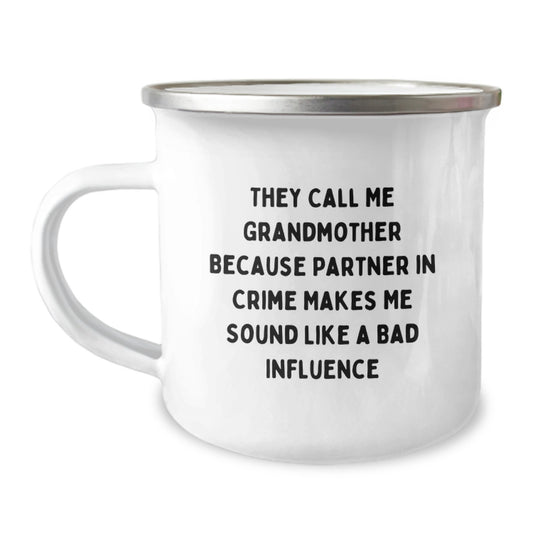 Funny Grandmother Gifts for Grandmother - Valentine's Unique Gifts from Friends for Camping Mug, Enamel Finish, 12 Oz Capacity - Image 1