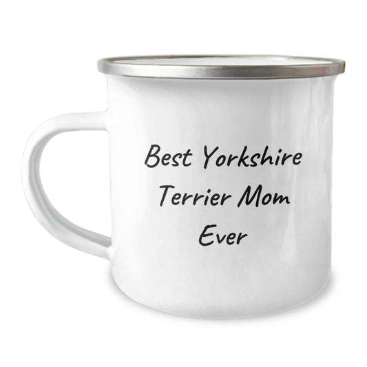 Yorkshire Terrier Dog Lover's Camping Mug, Gifts from Friends for Best Yorkshire Terrier Mom Ever, 12 oz Stainless Steel with Enamel Finish - Image 1