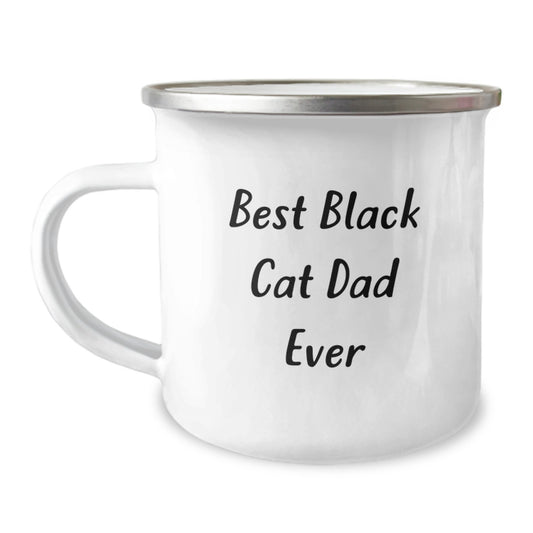 Funny Black Cat Dad Ever Gifts for Men from Family, Black Cat Enthusiasts' Unique Birthday Ideas, Camping Mug for Outdoor Lovers - Image 1