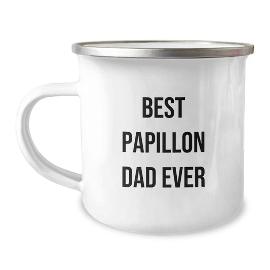 Funny Papillon Dog Camping Mug Gifts from Best Dad Ever, Perfect for Papillon Dog Lovers' Birthday - Image 1