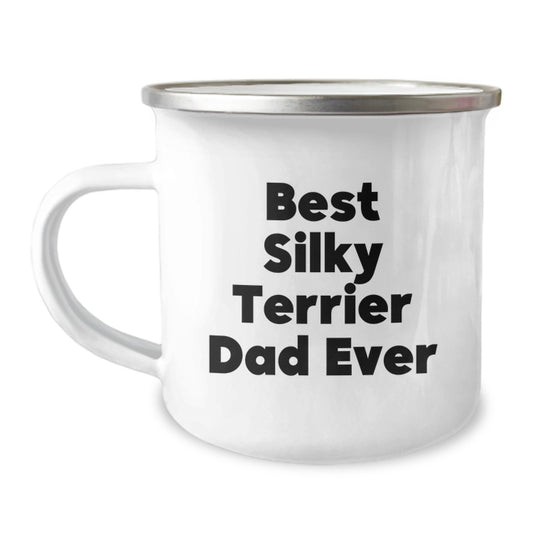 Funny Silky Terrier Dog Gifts for Men, Best Dad Ever Valentine's Camping Mug, Gifts from Dad to Silky Terrier Dog Lover - Image 1