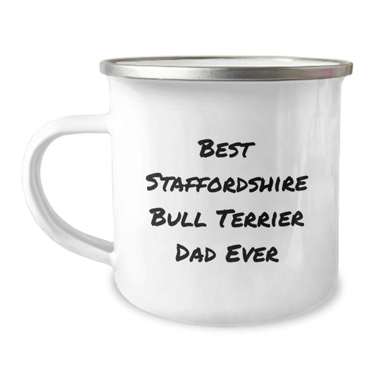 Funny Staffordshire Bull Terrier Dad Gifts for Him on Valentine's - Staffordshire Bull Terrier Dog Lover Camping Mug - Image 1