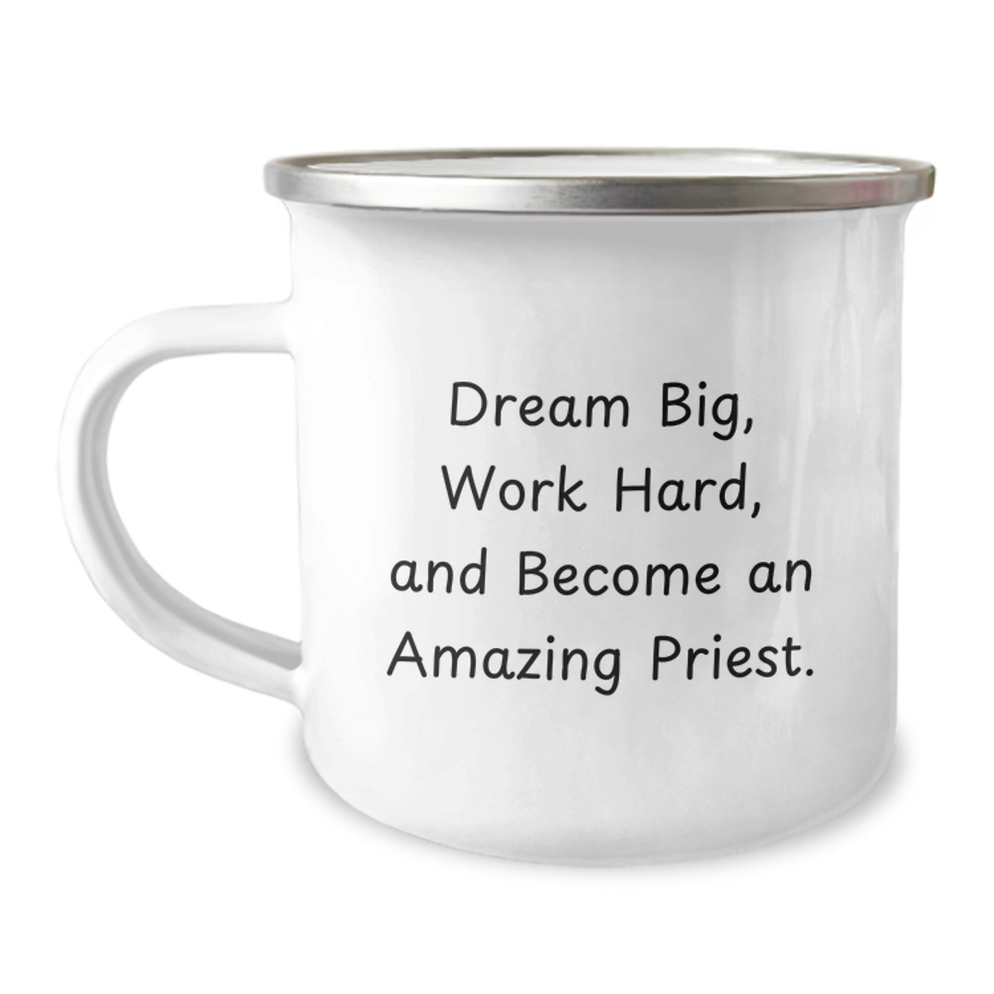 Funny Priest Gifts from Men to Priest, Unique Christmas Unique Gifts for Priest, Funny Camping Mug with Dream Big Work Hard Quote - Image 1
