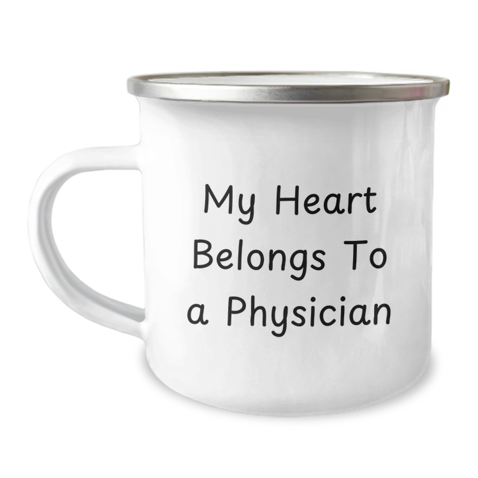 Gifts from Family for Physician - Funny Christmas Camping Mug - 'My Heart Belongs To A Physician' Quote - Image 1