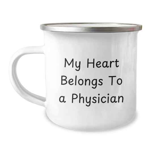 Gifts from Family for Physician - Funny Christmas Camping Mug - 'My Heart Belongs To A Physician' Quote - Image 1