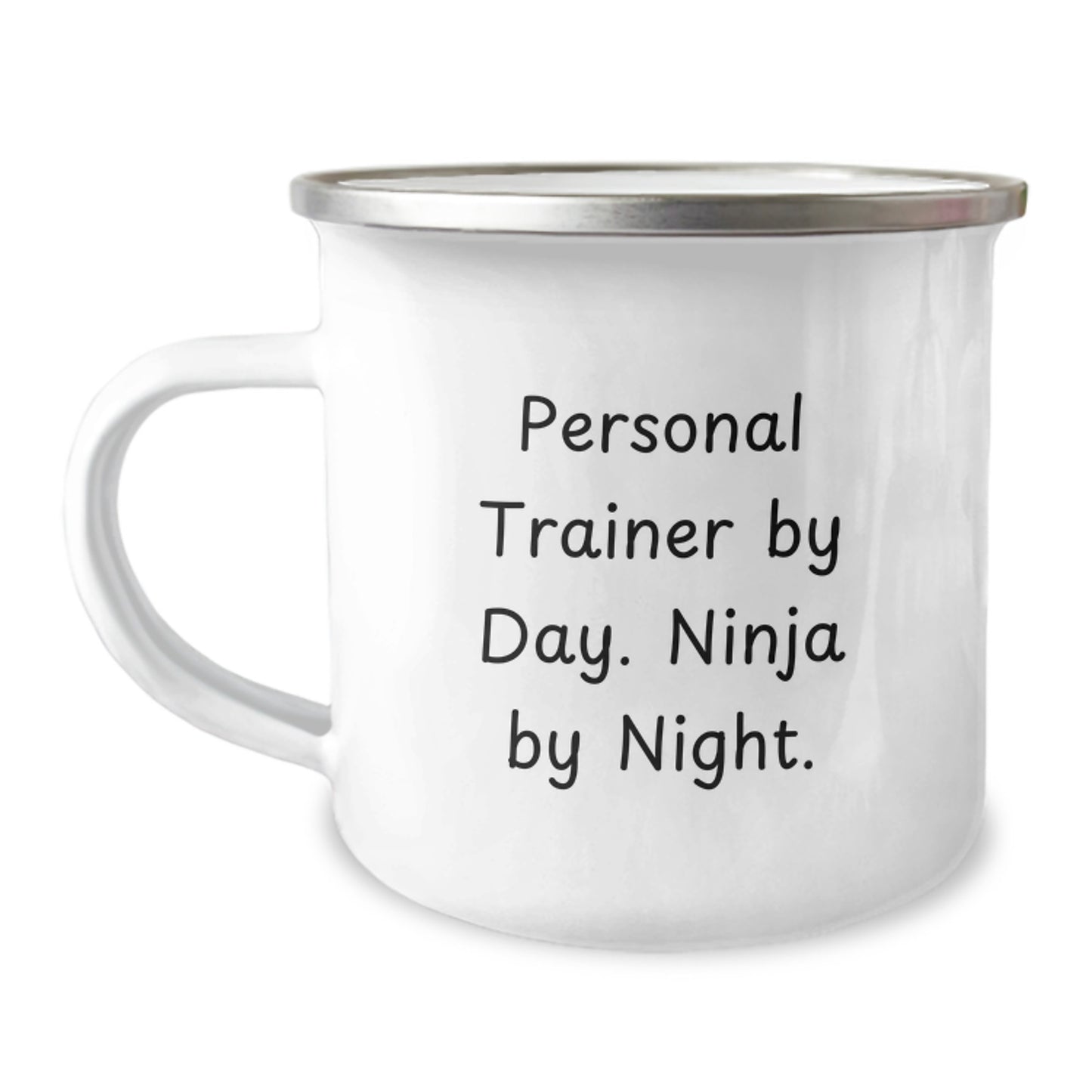 Personal Trainer Funny Gift, Camping Mug for Birthday, 'Personal Trainer By Day. Ninja By Night.' - Gifts from Friends for Personal Trainer - Image 1