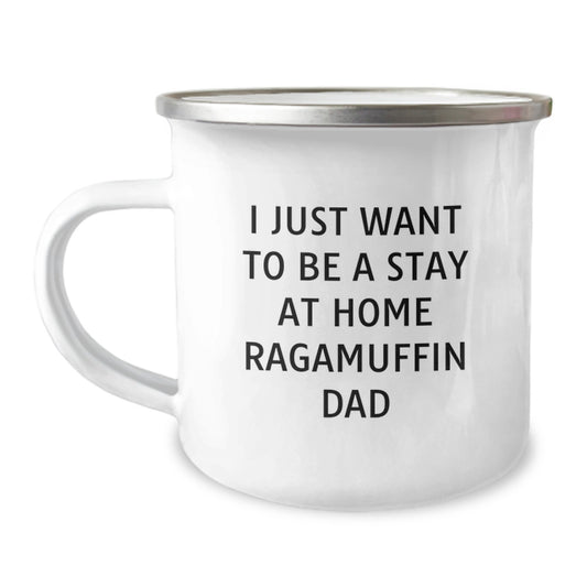 Ragamuffin Cat Camping Mug, Funny Quote 'I Just Want To Be A Stay At Home Ragamuffin Dad', Christmas Unique Gifts for Men, Women, Family, Friends, Coworkers, Home Decorating - Image 1