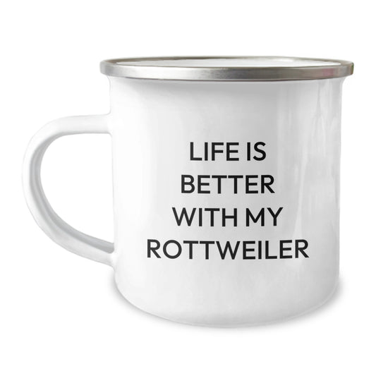 Rottweiler Dog Lover Gifts from Men for Rottweiler Dog Owners on Valentine's Funny Camping Mug - Image 1