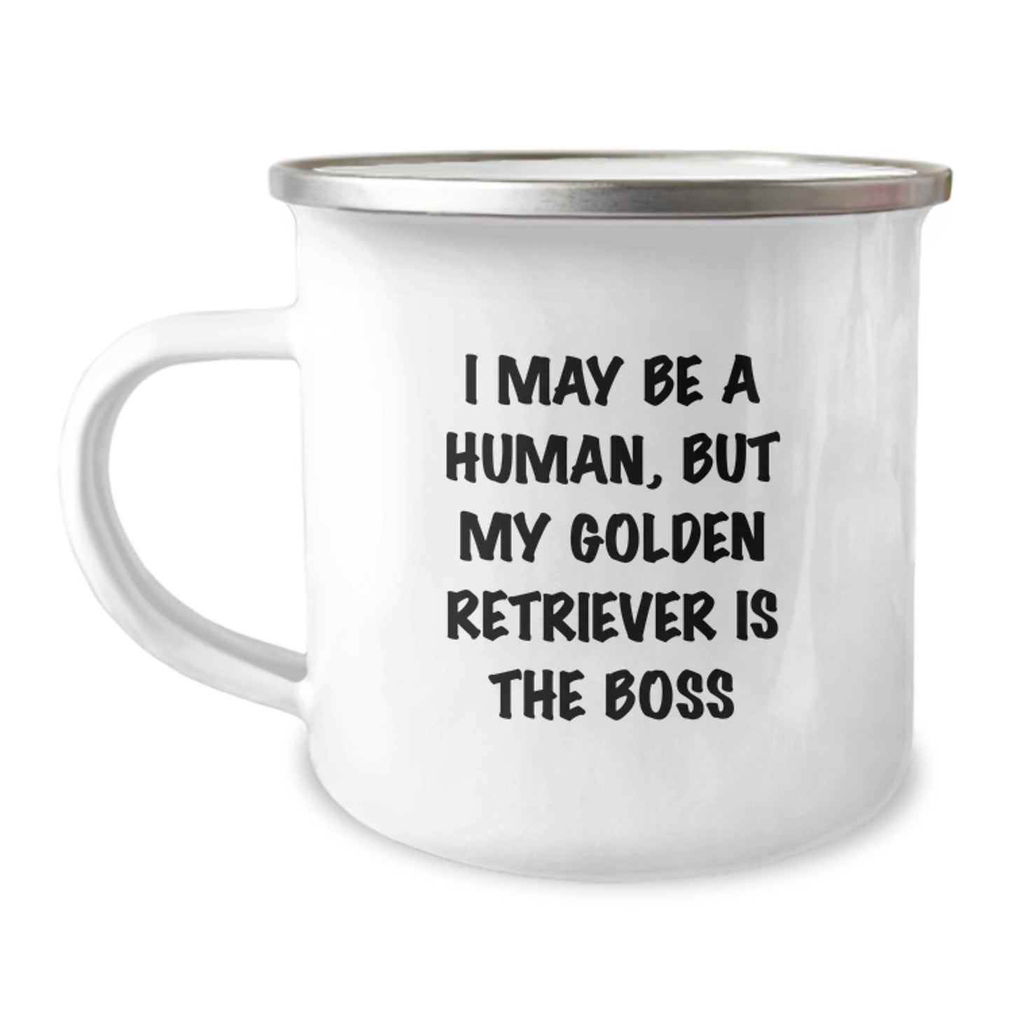 Funny Golden Retriever Dog Camping Mug Gifts from Men to Women with 'I May Be A Human, But My Golden Retriever Is The Boss' Quote, Valentine's Unique Gifts for Golden Retriever Dog Lovers - Image 1