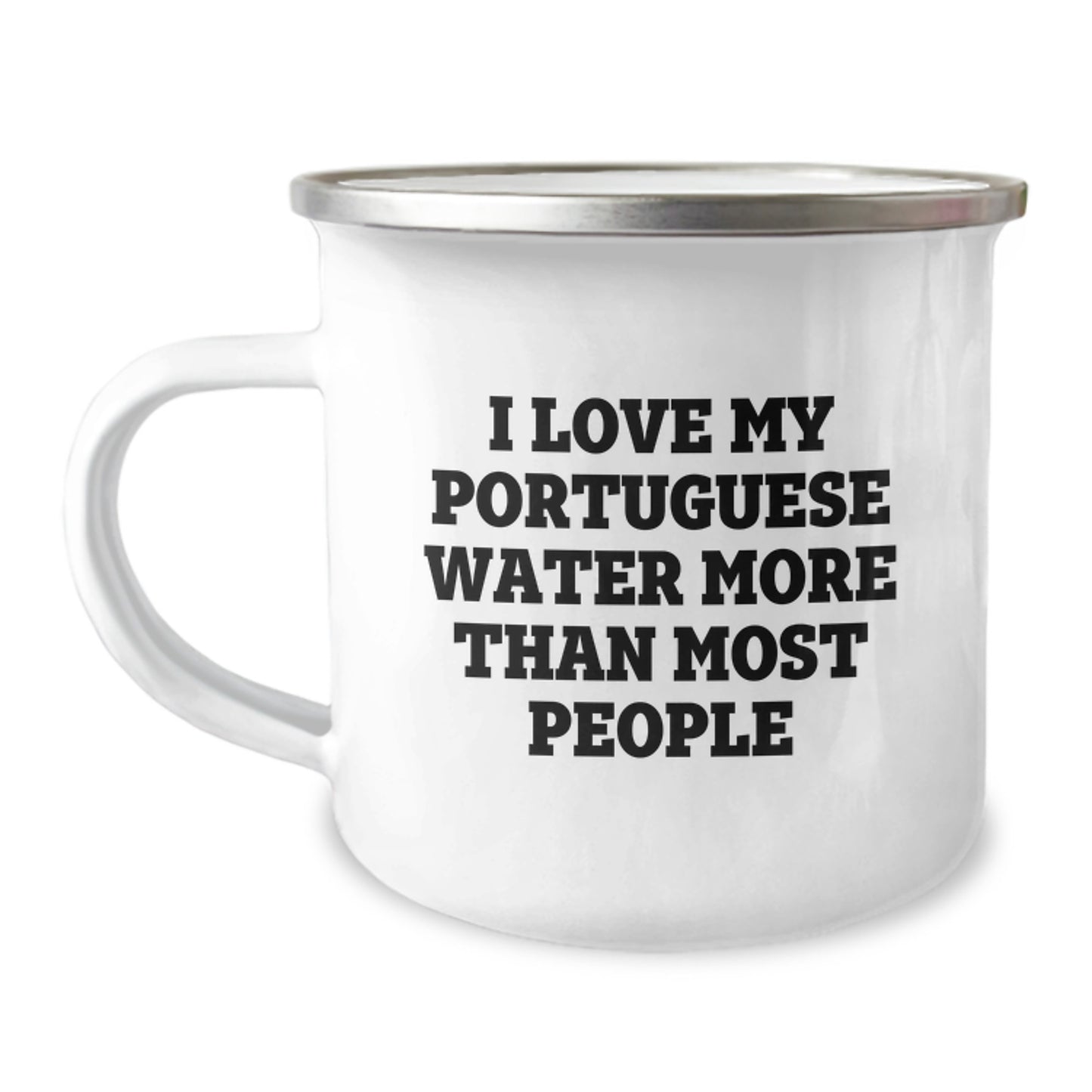 Funny Portuguese Water Dog Lovers, Gifts for Portuguese Water Dog Men, Camping Mug with 'I Love My Portuguese Water More Than Most People' Quote, Birthday Unique Gifts from Family or Friends - Image 1