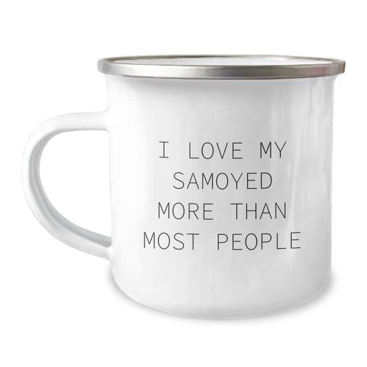 Funny Samoyed Dog Lovers Gifts from Family - 'I Love My Samoyed More Than Most People' Birthday Camping Mug for Samoyed Dog Owners - Image 1