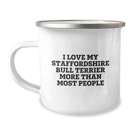 Staffordshire Bull Terrier Dog Lovers Gifts - I Love My Staffordshire Bull Terrier More Than Most People Funny Camping Mug for Birthday, Gifts from Family, Friends, Coworkers - Unique Staffords Mug - Image 1