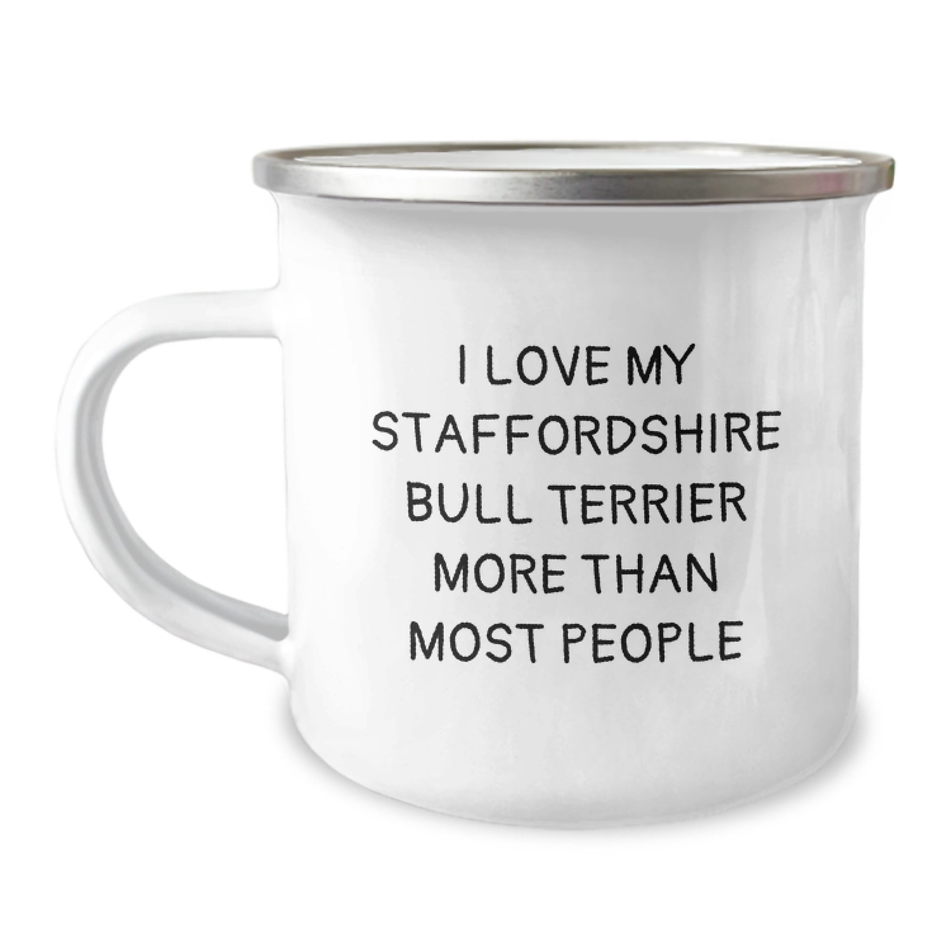 Staffordshire Bull Terrier Dog Lovers Funny Gifts from Friends, Unique Birthday Unique Gifts for Men, Camping Mug with 'I Love My Staffordshire Bull Terrier More Than Most People' Quote - Image 1