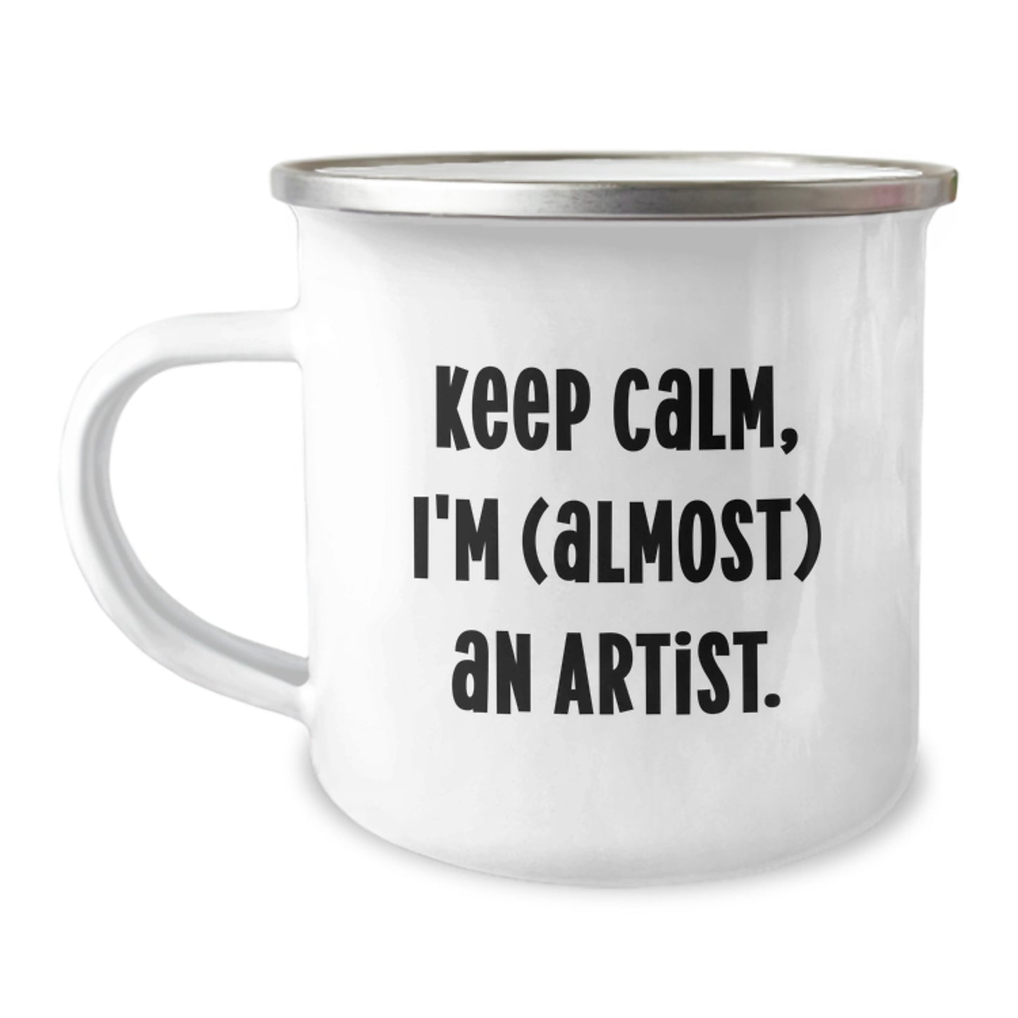 Funny Artist Gifts from Friends for Christmas - Keep Calm I'm (almost) An Artist Camping Mug - Image 1