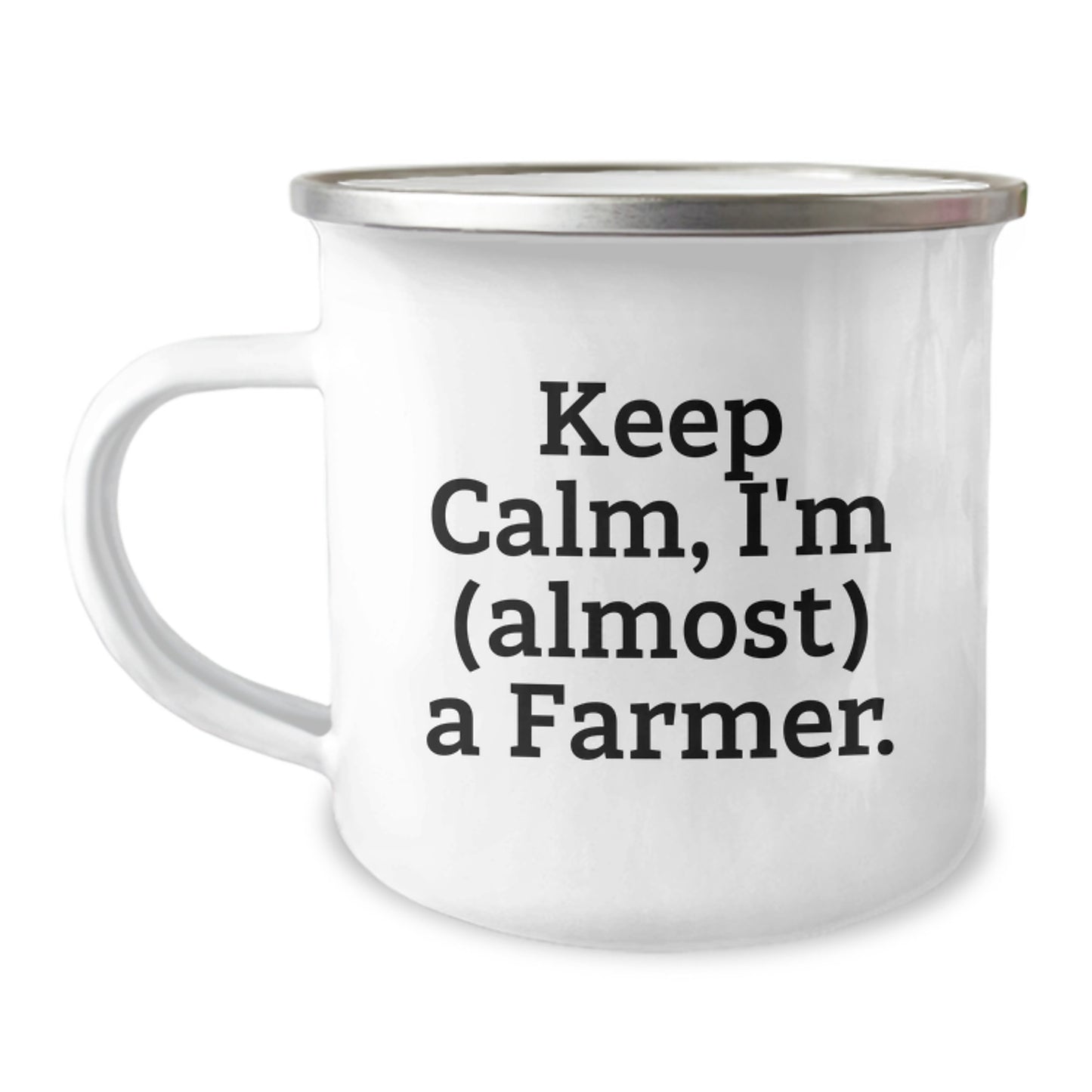 Funny Gifts from Family for Farming Friends - Keep Calm, I'm (almost) A Farmer. Farmer Christmas Camping Mug - Image 1