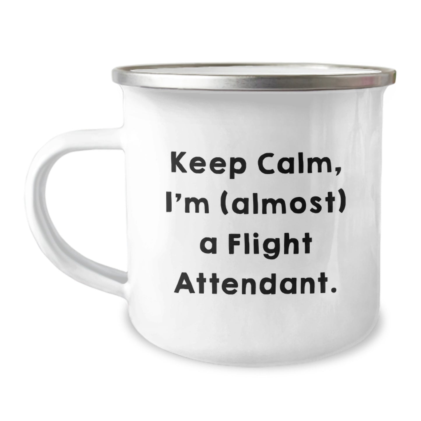 Funny Flight Attendant Gifts for Friends from Family, Flight Attendant Camping Mug, Keep Calm I'm Almost A Flight Attendant Christmas Unique Gift - Image 1