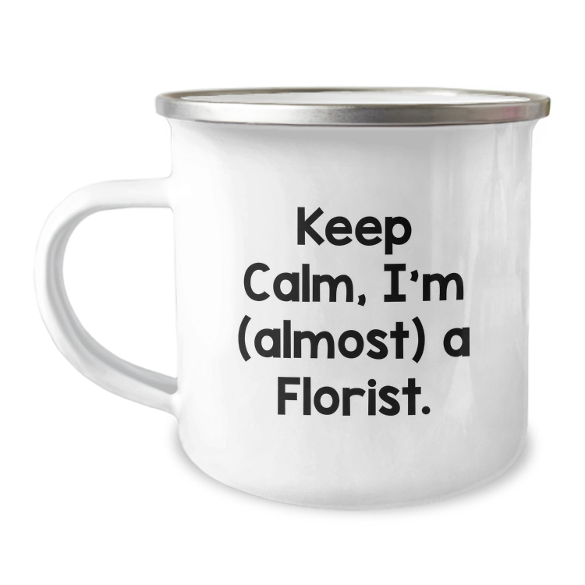 Funny Gifts from Friends for Florist - Keep Calm Camping Mug, Unique Christmas Unique Gifts for Men Women Family, Stainless Steel 12 oz Enamel Finish - Image 1