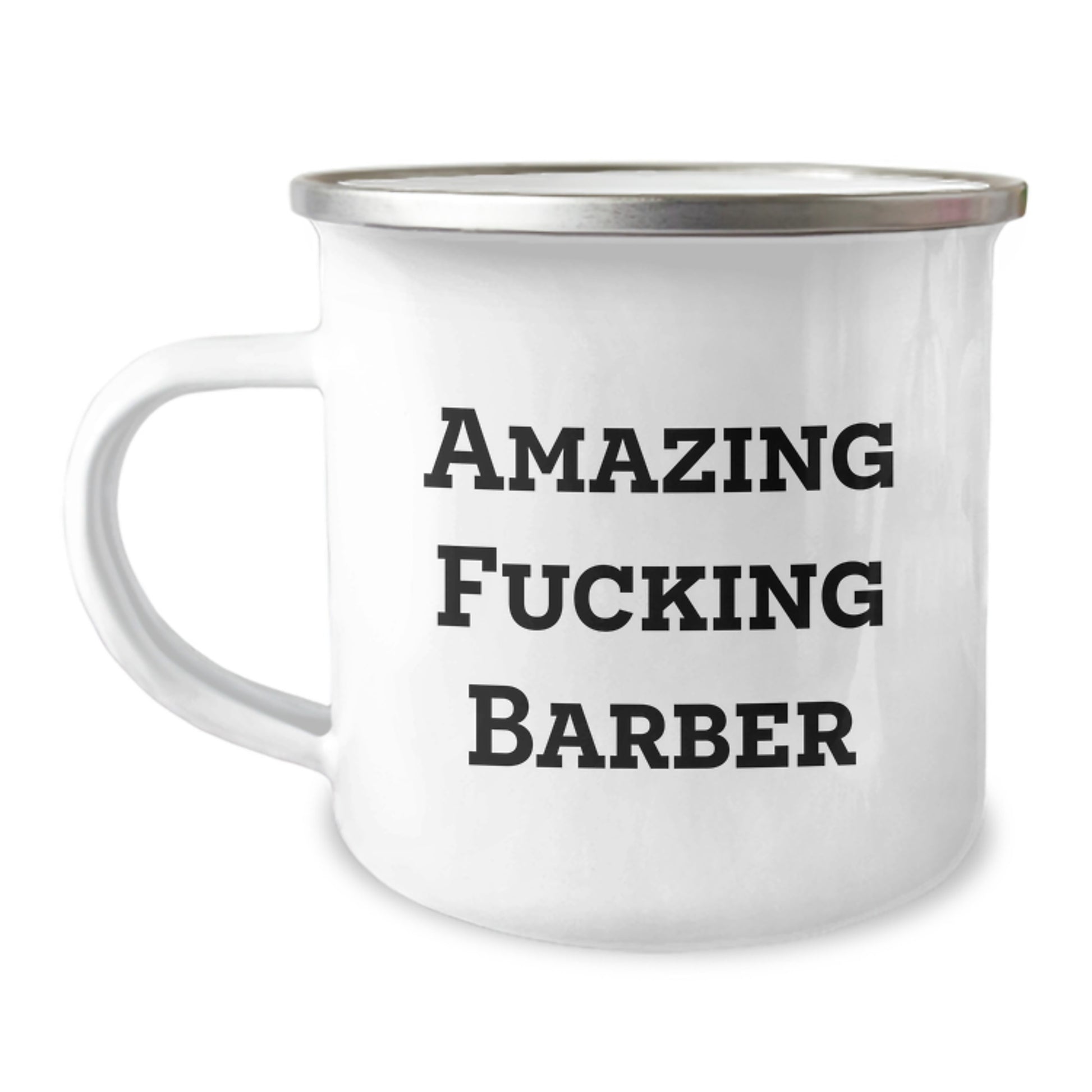 Funny Barbers Gifts for Men, Christmas Unique Presents from Friends or Family, Amazing F--king Barber Camping Mug - Image 1