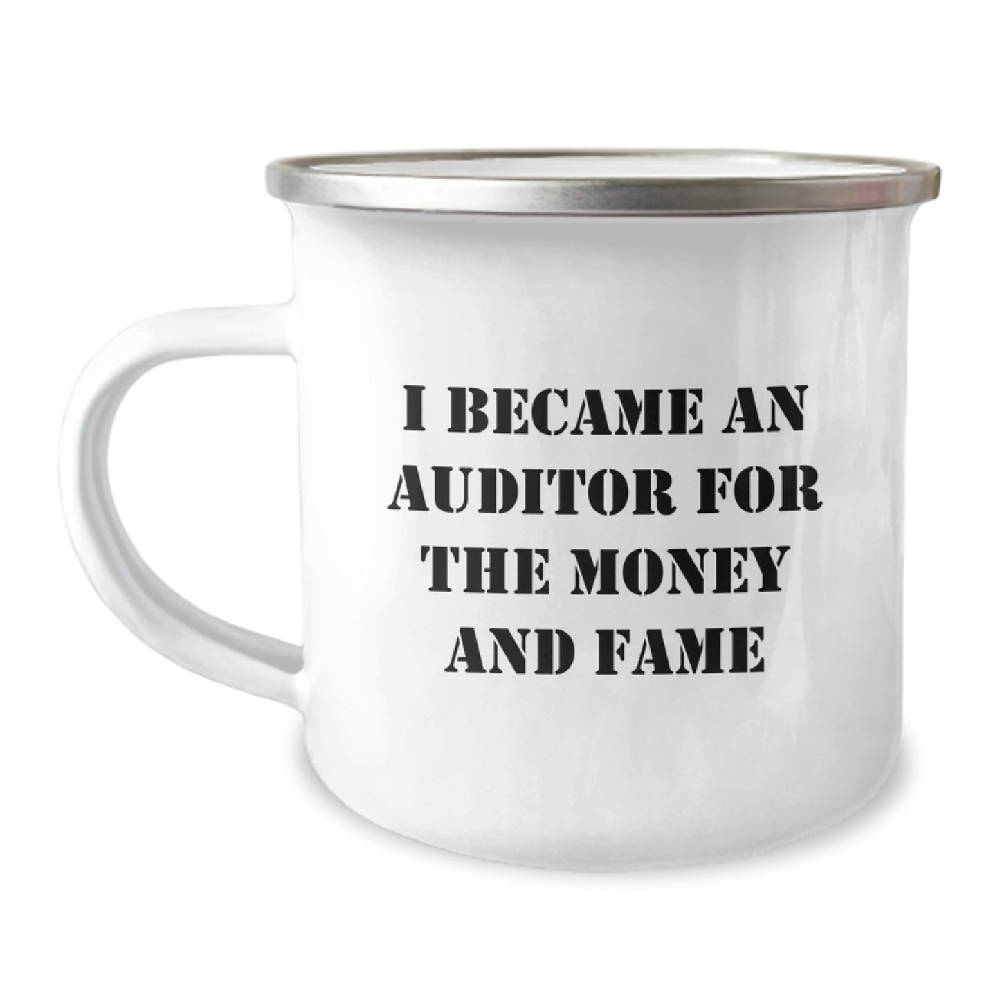 Funny Auditor Gifts for Christmas - I Became An Auditor For The Money And Fame, Men, Women, Friends, Coworkers, Family Camping Mugs - Image 1