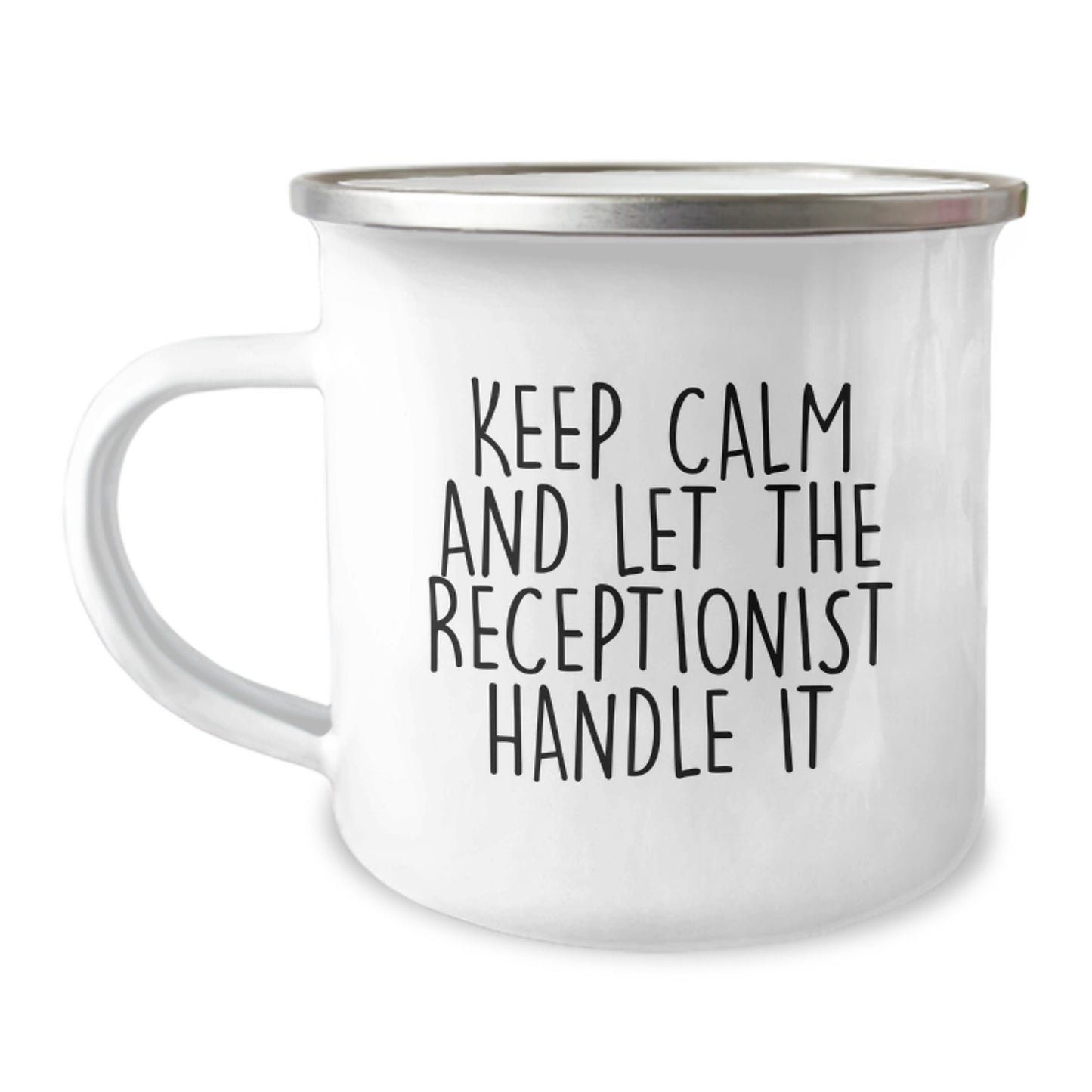 Funny Receptionist Christmas Unique Gifts for Friends, Unique Camping Mug, 'Keep Calm And Let The Receptionist Handle It' Quote, Gifts from Men to Women Coworkers - Image 1