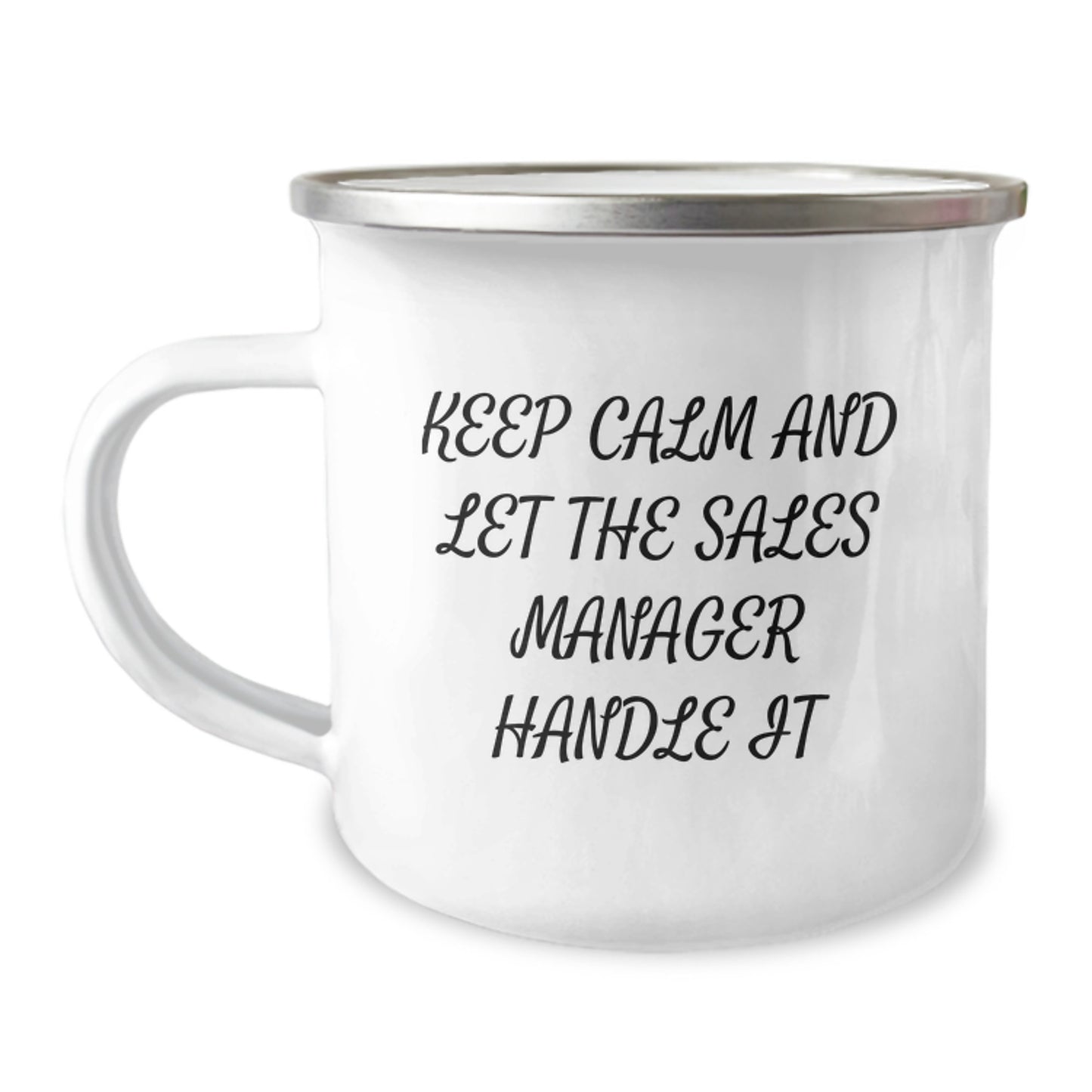 Funny Sales Manager Gifts for Men Christmas Unique Presents from Family - 'Keep Calm And Let The Sales Manager Handle It' Camping Mug - Image 1