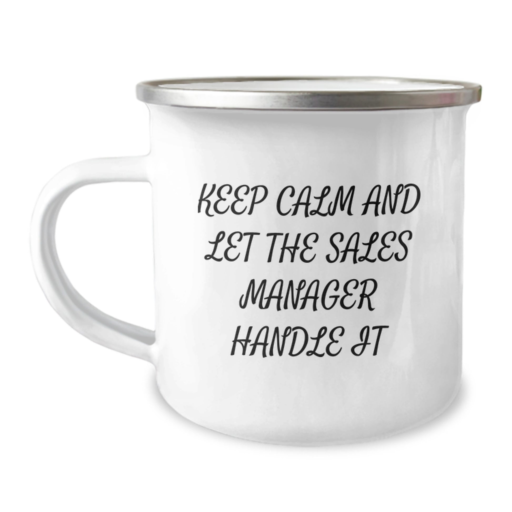 Funny Sales Manager Gifts for Men Christmas Unique Presents from Family - 'Keep Calm And Let The Sales Manager Handle It' Camping Mug - Image 1