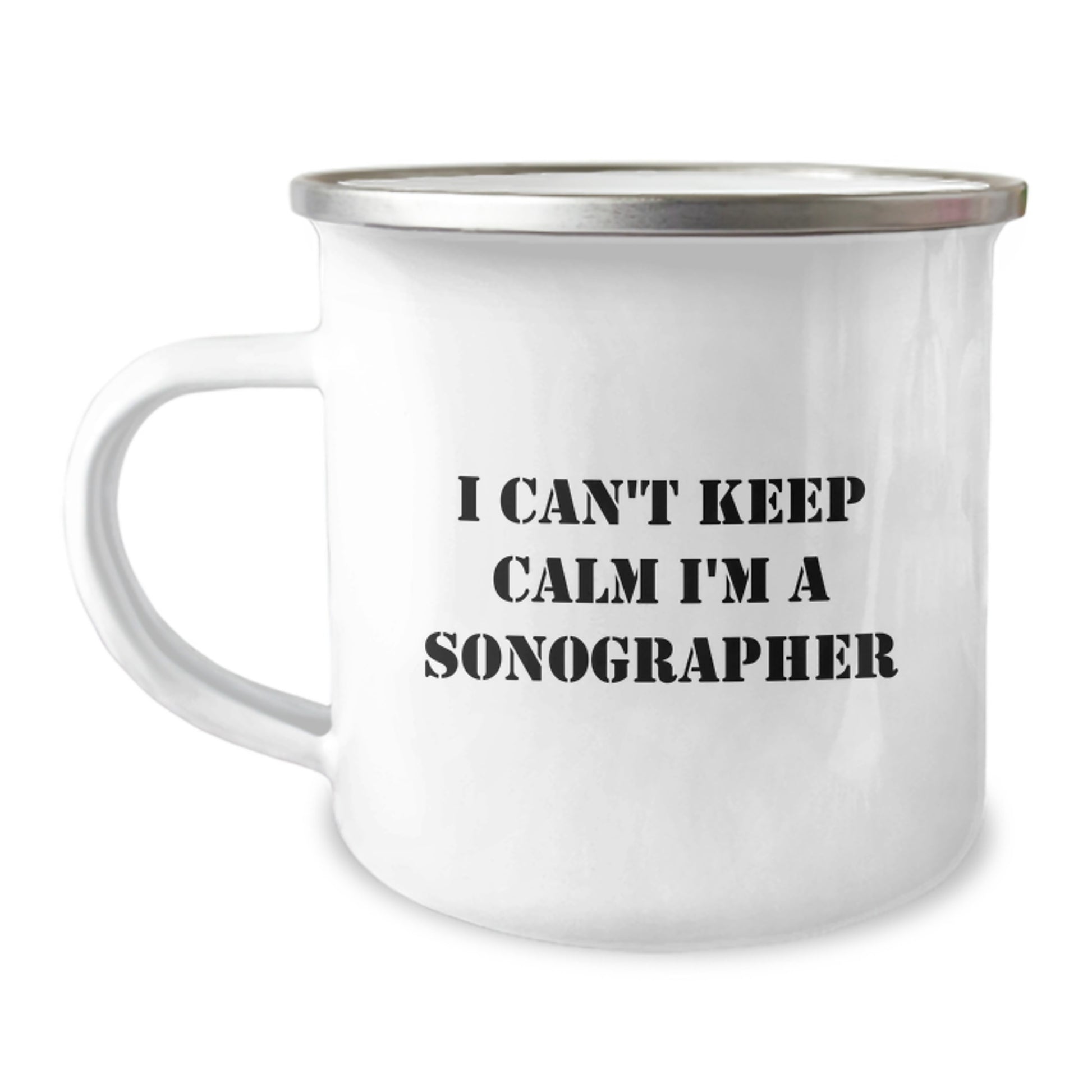 Funny Sonographer Gifts from Friends - I Can't Keep Calm I'm A Sonographer Camping Mug for Christmas Unique Gifts - Image 1
