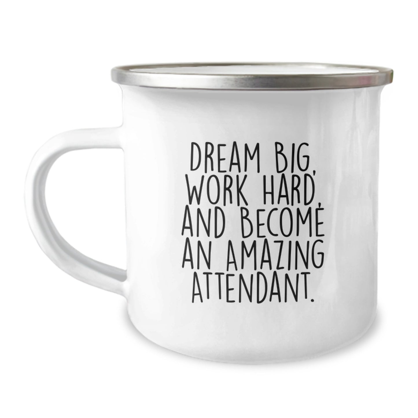Funny Attendant Gifts from Friends for Graduation - Dream Big Work Hard Camping Mug, 12 oz Stainless Steel with Enamel Finish, Inspirational Quote - Image 1