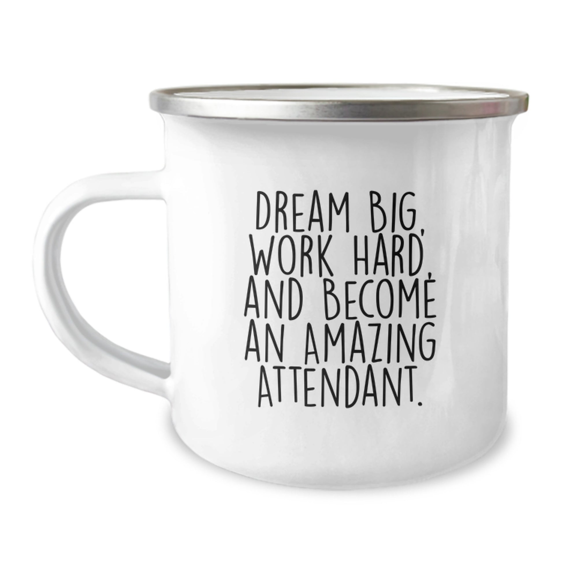 Funny Attendant Gifts from Friends for Graduation - Dream Big Work Hard Camping Mug, 12 oz Stainless Steel with Enamel Finish, Inspirational Quote - Image 1