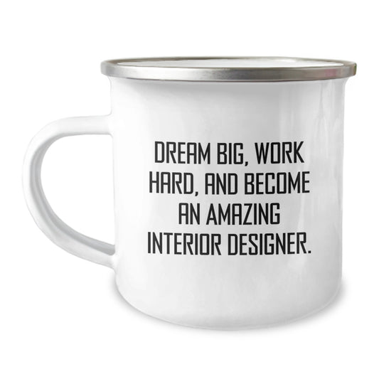 Interior Designer Gifts - Camping Mug for Men Friends Family - Inspirational Quote 'Dream Big Work Hard' Christmas Unique Presents - Image 1