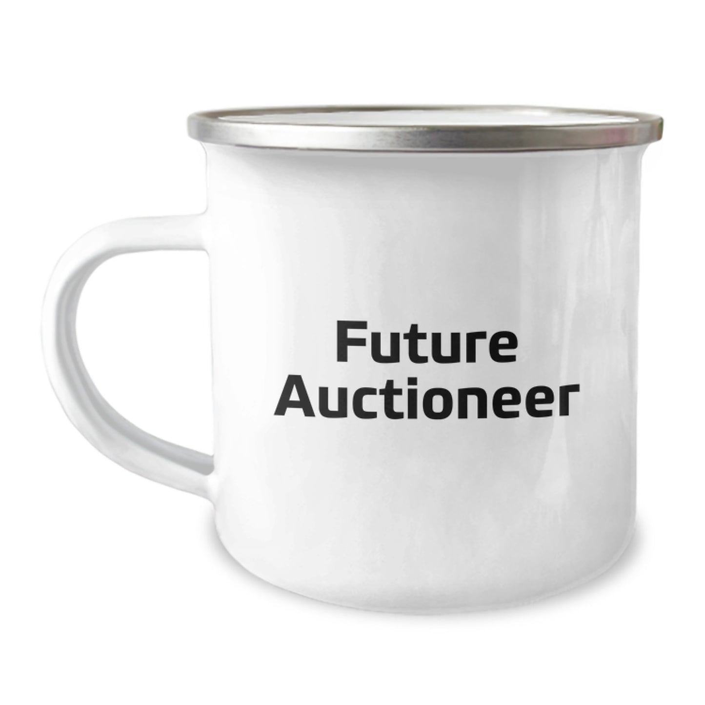 Funny Future Auctioneer Gifts for Men from Auctioneer Enthusiasts, Unique Camping Mug for Graduation, Inspirational Quote, 12 oz Stainless Steel - Image 1