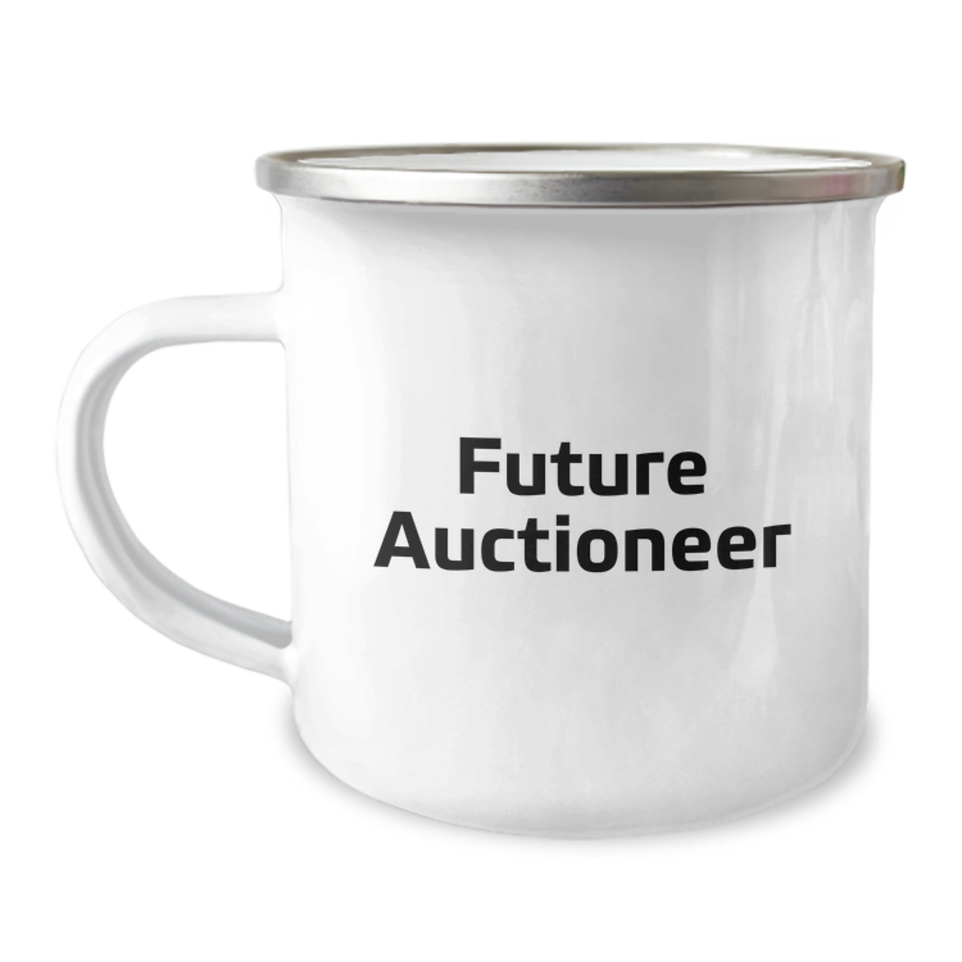 Funny Future Auctioneer Gifts for Men from Auctioneer Enthusiasts, Unique Camping Mug for Graduation, Inspirational Quote, 12 oz Stainless Steel - Image 1