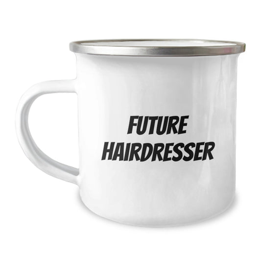 Funny Future Hairdresser Gifts from Friends for Hairdresser Graduation Camping Mug - Image 1
