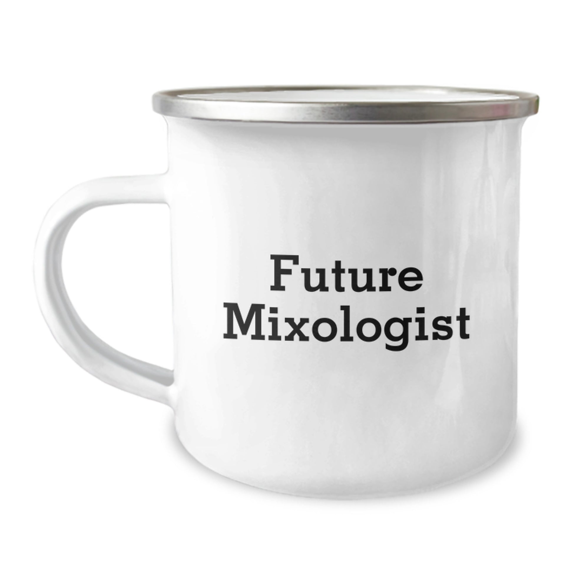 Funny 'Future Mixologist' Camping Mug, Gifts from Friends for Graduation, 12 oz Stainless Steel with Enamel Finish, Perfect for Men or Women - Image 1