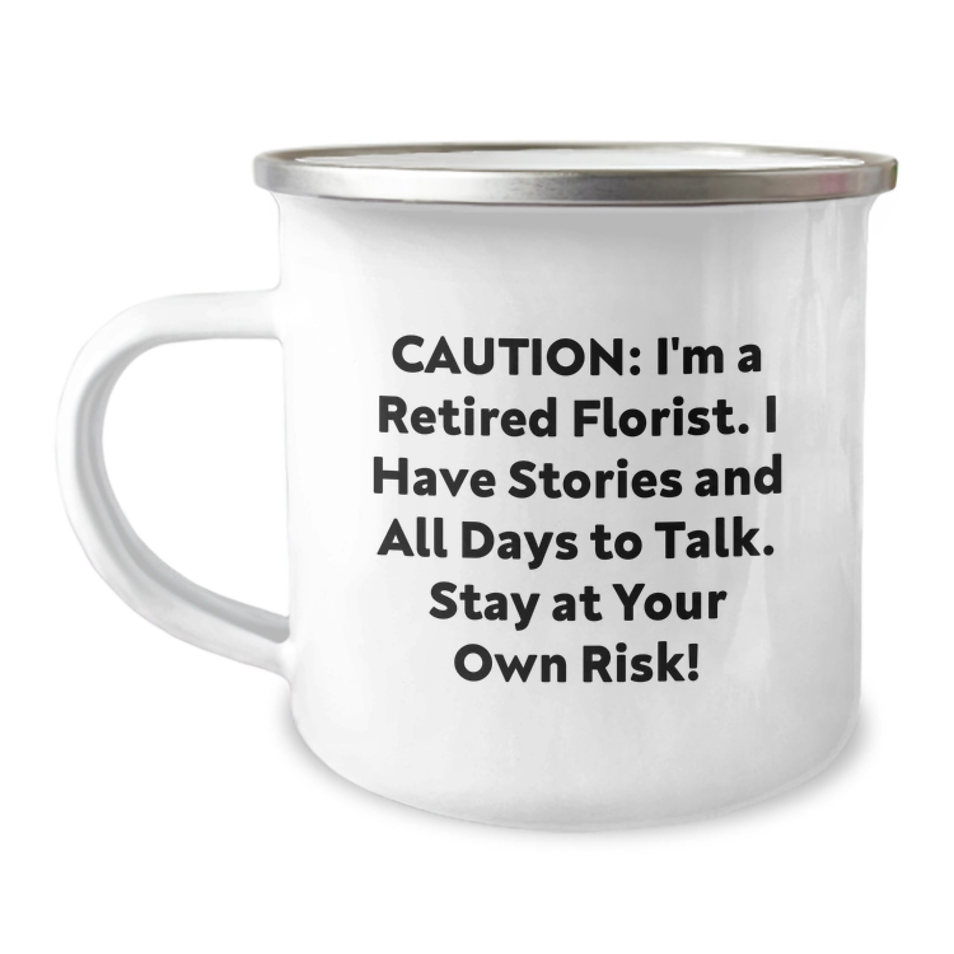 Funny Florist Gifts from Friends for Florist Camping Mug - Caution I'm A Retired Florist - Christmas Unique Presents - Image 1