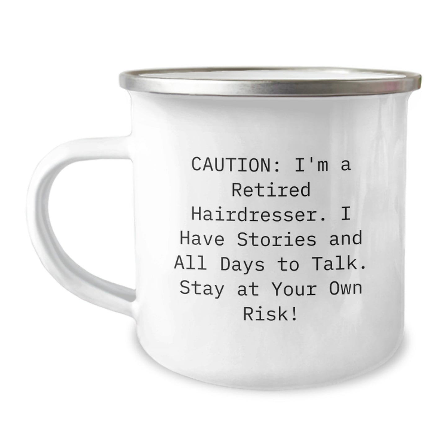 Funny Hairdresser Gifts from Friends and Family - Christmas Unique Mugs for Hairdressers - Retired Hairdresser Quote - 12oz Stainless Steel Camping Mug - Image 1