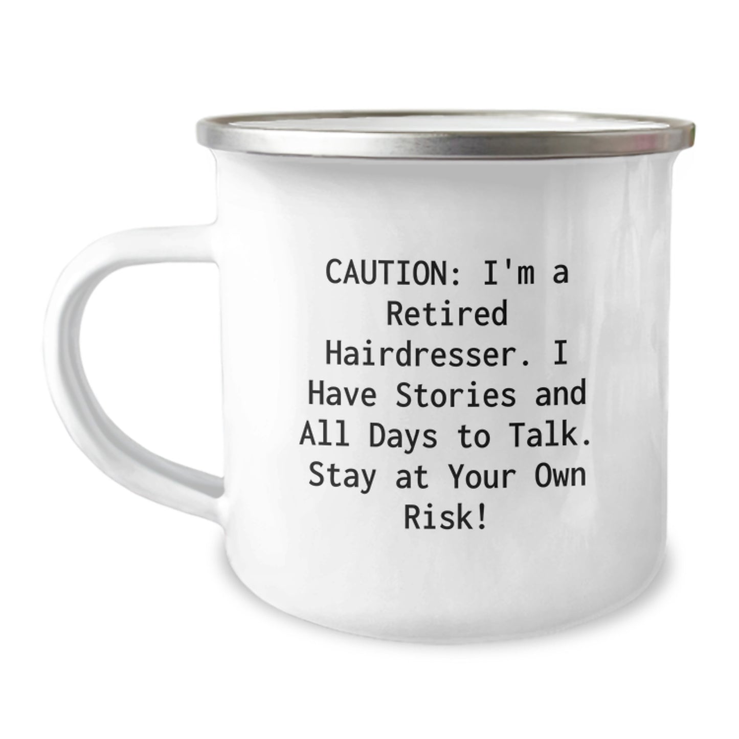 Funny Hairdresser Gifts from Friends for Hairdresser Camping Mug - Stay At Your Own Risk! - Image 1
