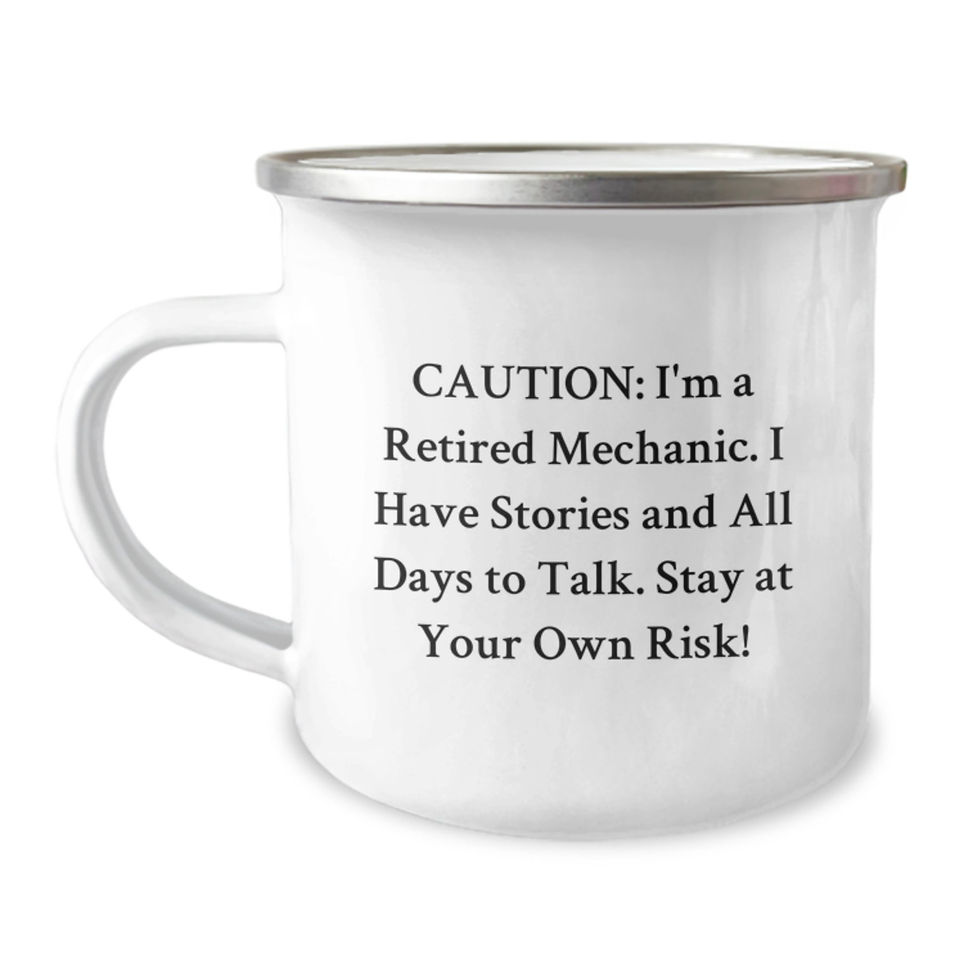Funny Mechanic Gifts for Men - 'I'm A Retired Mechanic' Camping Mug, Christmas Unique Presents from Family - Image 1