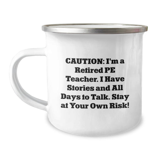 PE Teacher Humor Gifts from Friends for Men, Funny Camping Mug with Quote, Unique Graduation Gifts - Image 1