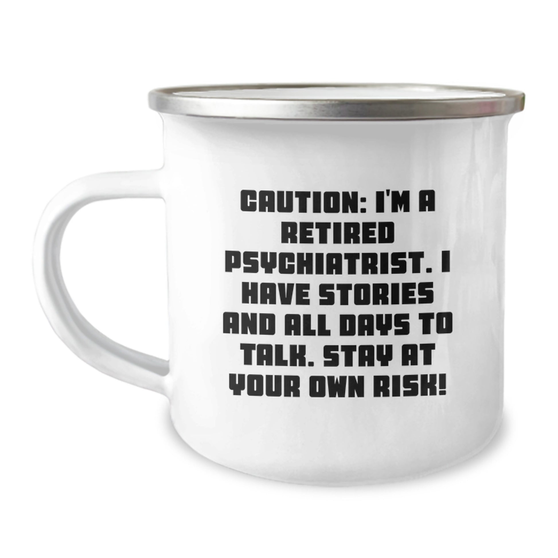 Funny Psychiatric Gifts for Men, Women and Friends from Family - Stay At Your Own Risk Camping Mug - Image 1