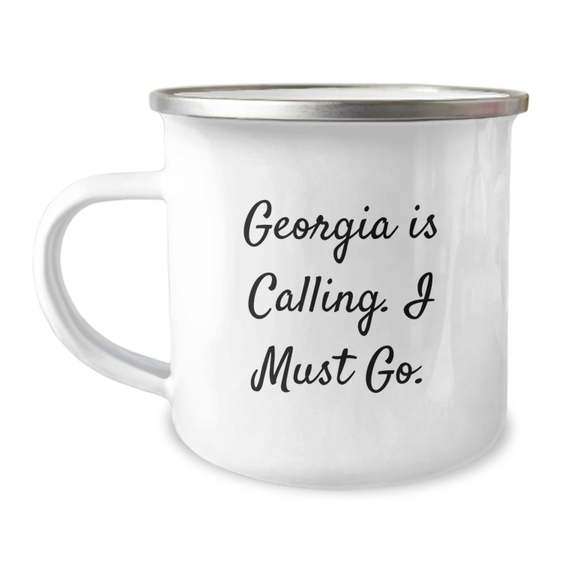 Georgia Gifts from Friends, Unique Camping Mug for Georgia Grads, 'Georgia Is Calling. I Must Go.' Quote - Image 1