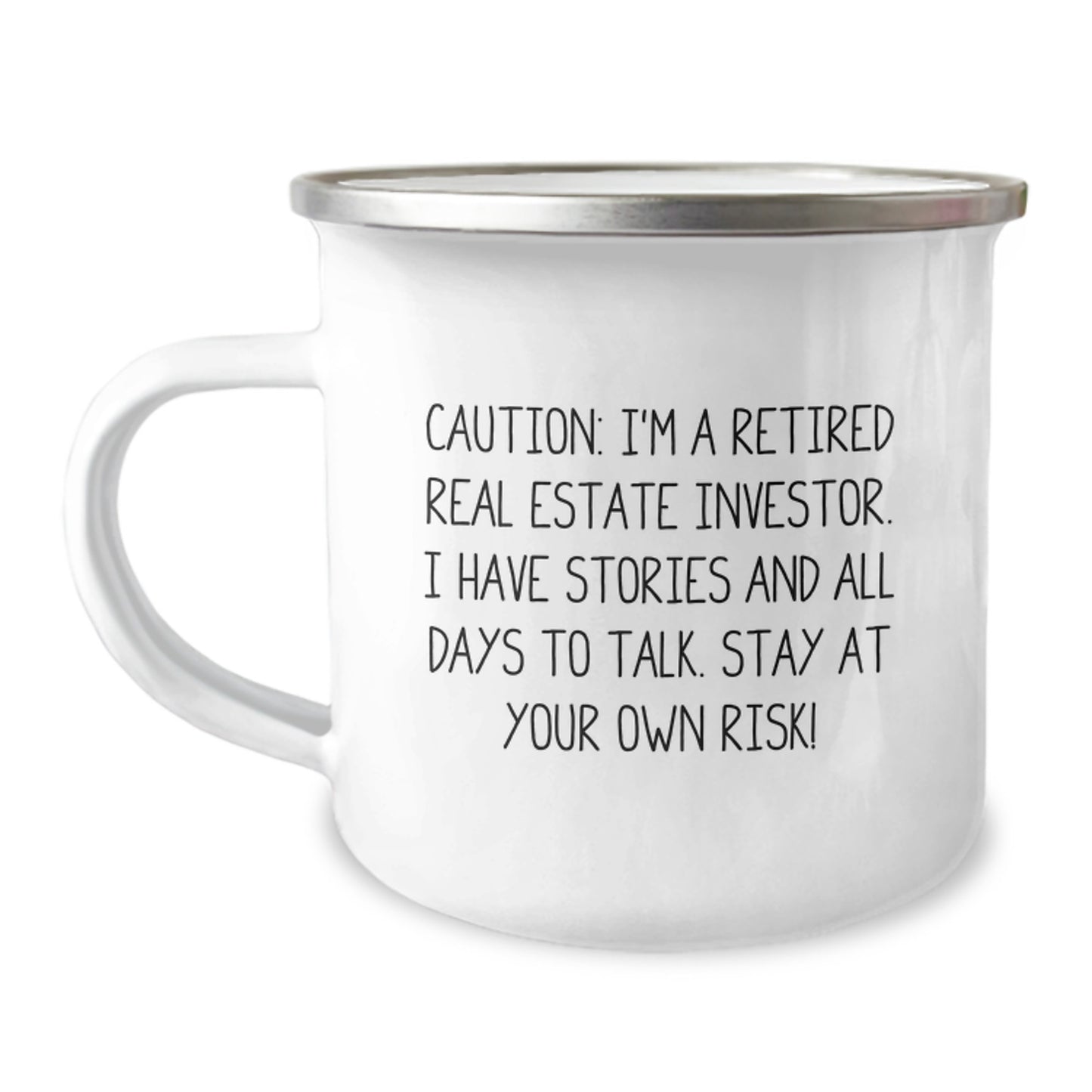 Funny Real Estate Investor Gifts for Men - Camping Mug, Caution: I'm A Retired Real Estate Investor - Perfect Unique Christmas Unique Gifts from Friends for Real Estate Enthusiast - Image 1