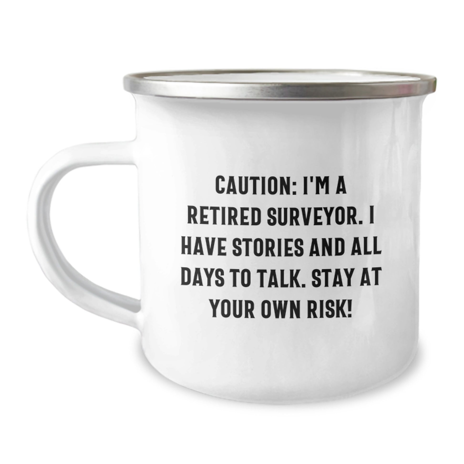 Funny Surveyor Gifts for Men, Gifts from Friends to Surveyor, Camping Mug with a Twist, Stay At Your Own Risk! - Image 1