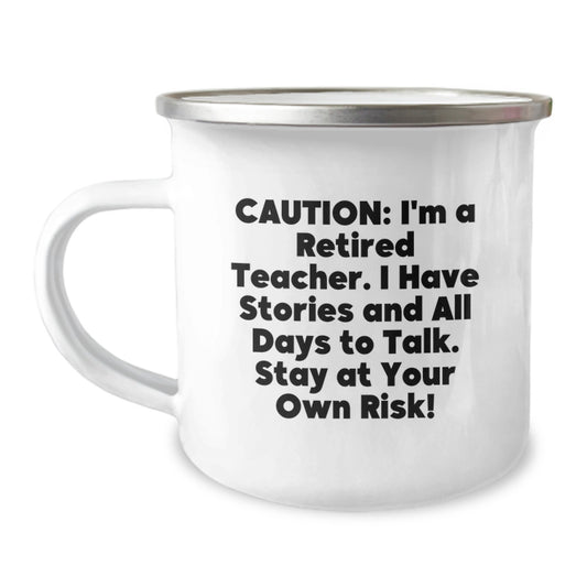 Funny Teacher Gifts for Men and Women - Camping Mug with Caution Quote, Perfect for Christmas Unique Gifts from Friends and Family to Teacher - Image 1