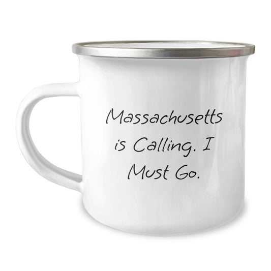 Massachusetts Camping Mug, Funny Quote: 'Massachusetts Is Calling. I Must Go.' Gifts for Friends from Massachusetts, Perfect for Christmas Unique Gifts - Image 1